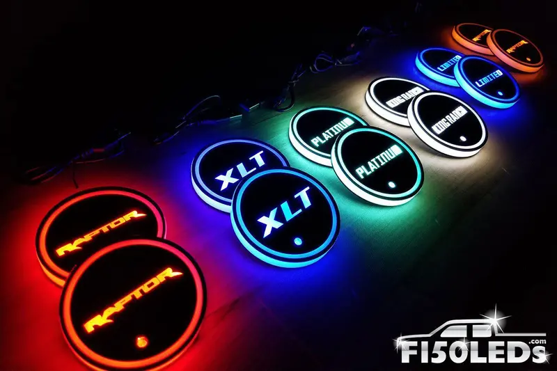 2009-14 F150 Led Cup Holder Coaster Kit 1