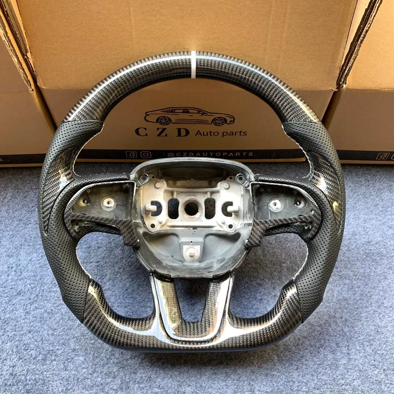 2015-2023 Srt Carbon Fiber Steering Wheel From Czd With White Stripe Line 1