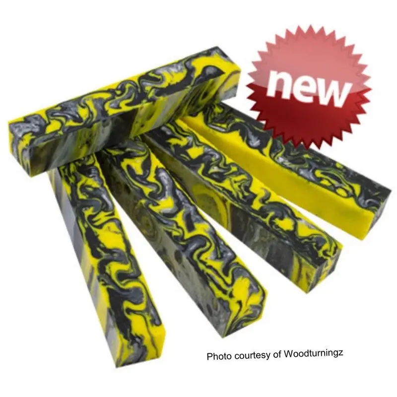 3/4" X 3/4" X 5" Pen Blank Yellow Damascus Acrylester #124 1