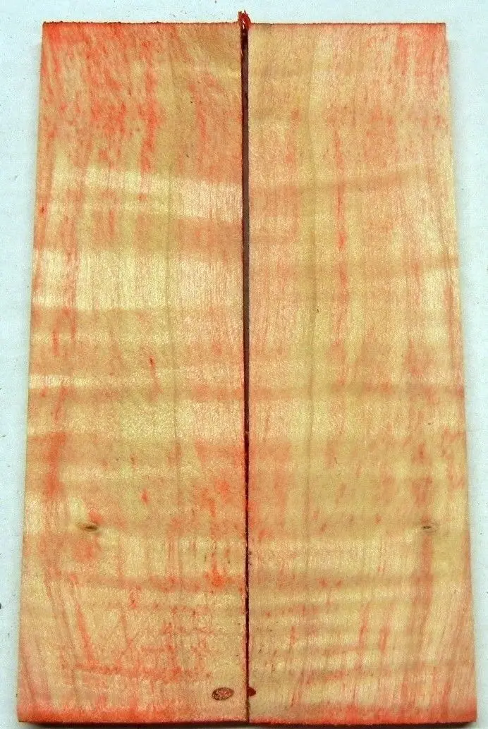 Box Elder W Red Dye (2 Pc) Knife Scales 1/4" X 1 1/2" X 5" - 1246 1