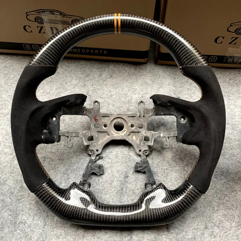 Czd Auto Parts Carbon Fiber Steering Wheel For Honda 9Th Gen Accord Sport 4 Door Sedan 2013-2017 With Yellow Stripe 1