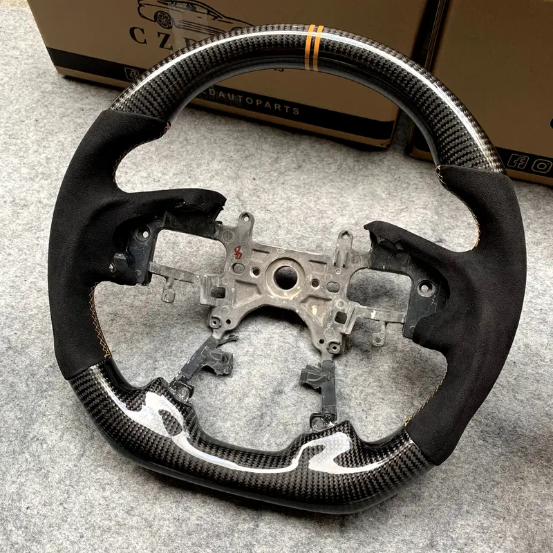 Czd Auto Parts Carbon Fiber Steering Wheel For Honda Accord Crosstour 2013-2015 With Yellow Stripe 1