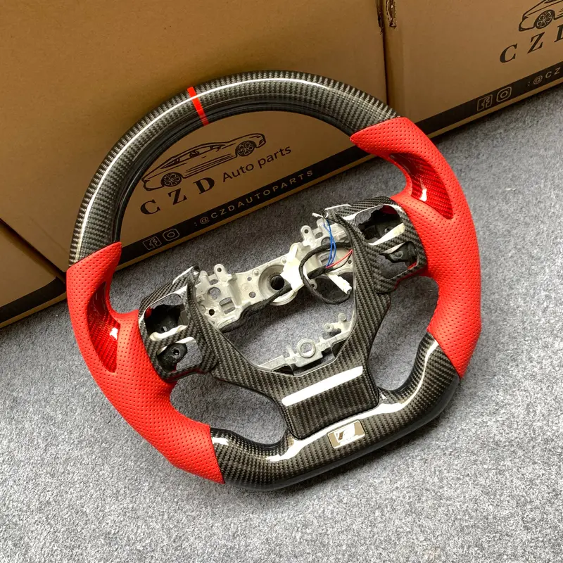 Czd Auto Parts Carbon Fiber Steering Wheel For Lexus Is200t 2016-2017 With Red Carbon Fiber Thumbgrips 1