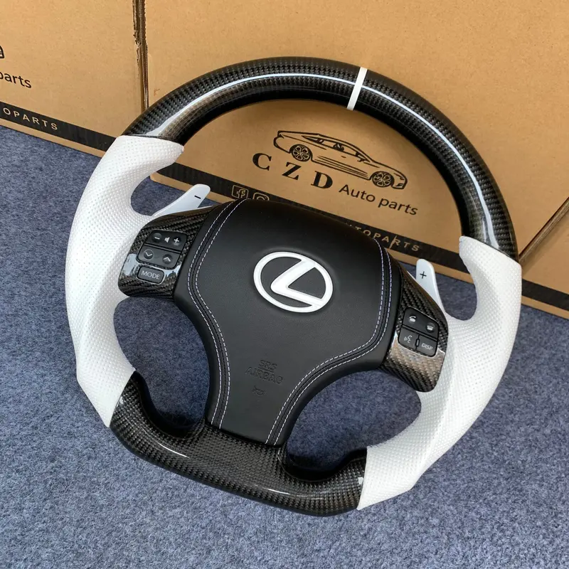 Czd Auto Parts Carbon Fiber Steering Wheel For Lexus Is250 /300 2006-2013 With White Stitching 1