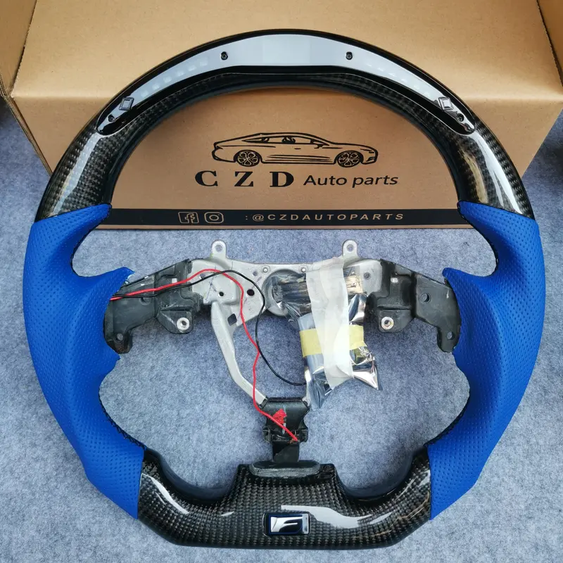 Czd Auto Parts Carbon Fiber Steering Wheel For Lexus Is250 /300 /350 2006-2013 With Blue Leather 1