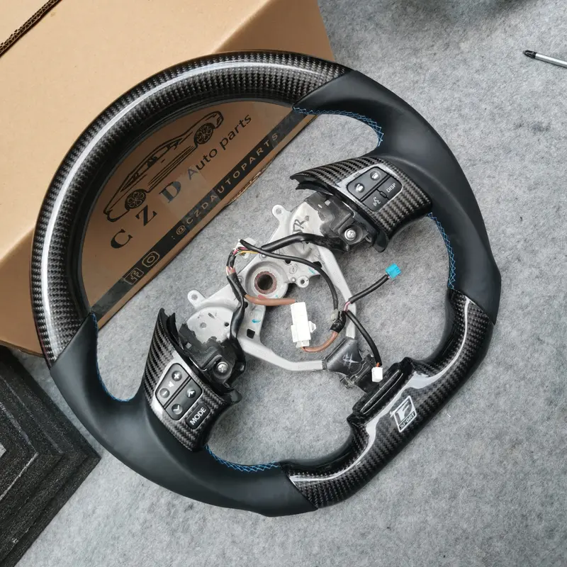 Czd Auto Parts Carbon Fiber Steering Wheel For Lexus Is250 /300 /350 2006-2013 With Blue Stitching 1