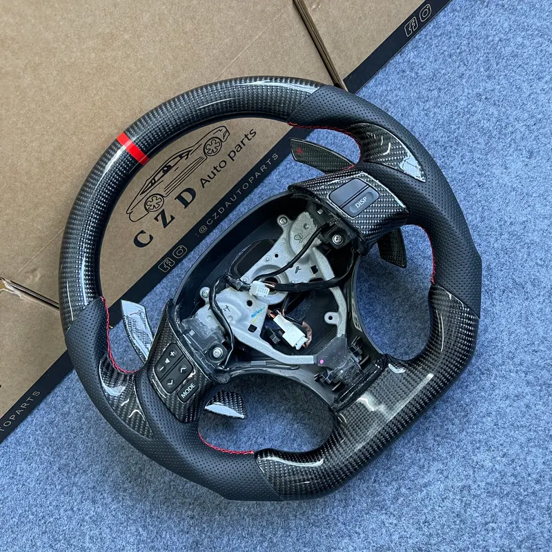 Czd Auto Parts Carbon Fiber Steering Wheel For Lexus Is250 /300 /350 2006-2013 With Red Stitching 1