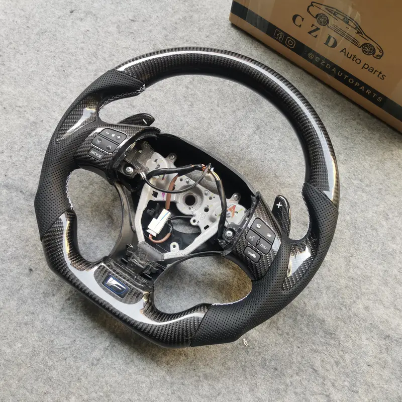 Czd Auto Parts Carbon Fiber Steering Wheel For Lexus Is250 /300 /350 2006-2013 With White Sign Paddle Shifters 1