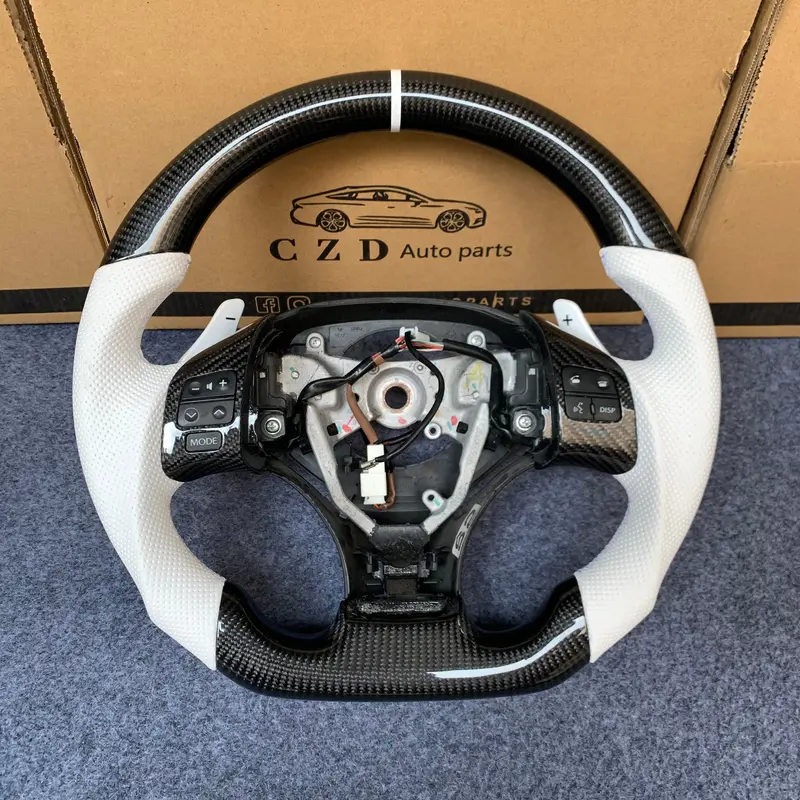 Czd Auto Parts Carbon Fiber Steering Wheel For Lexus Is250 /300 /350 2006-2013 With White Stripe 1