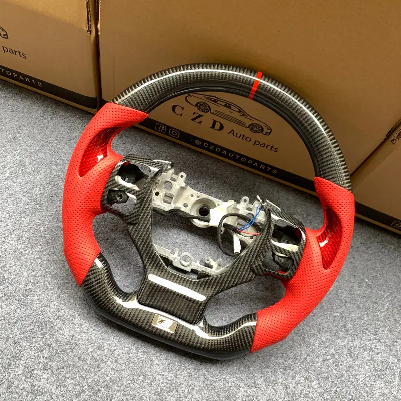 Czd Auto Parts Carbon Fiber Steering Wheel For Lexus Rcf F Sport With Red Carbon Fiber Thumbgrips 1