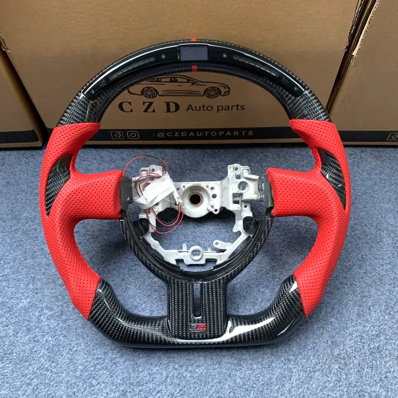 Czd Auto Parts Carbon Fiber Steering Wheel For Toyota Brz 2012-2016 With Red Leather 1