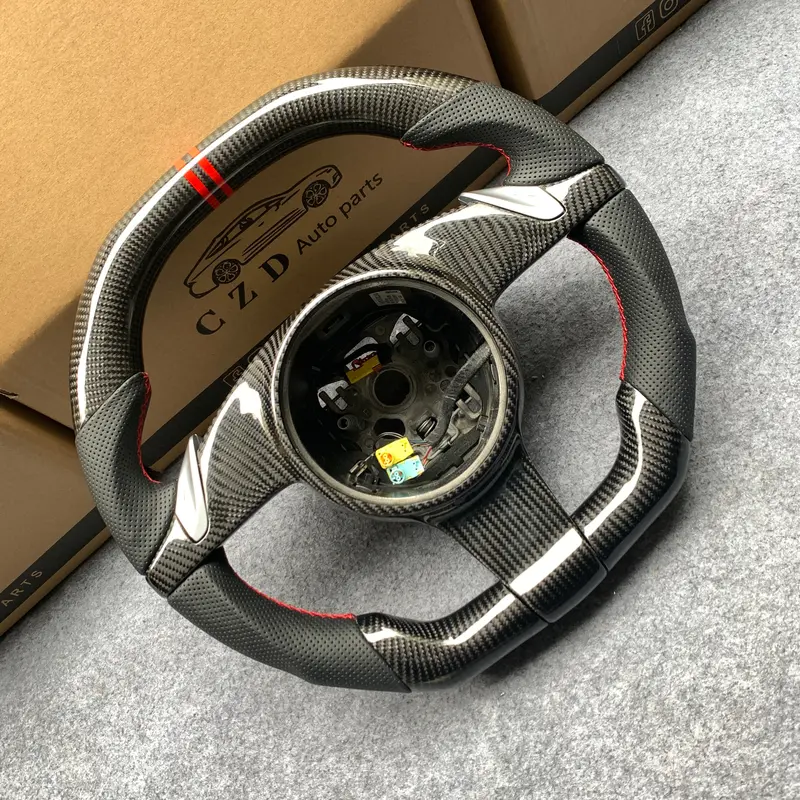Czd Auto Parts For All Boxster Models - 2013-2016 Carbon Fiber Steering Wheel With Red Stripe Line 1