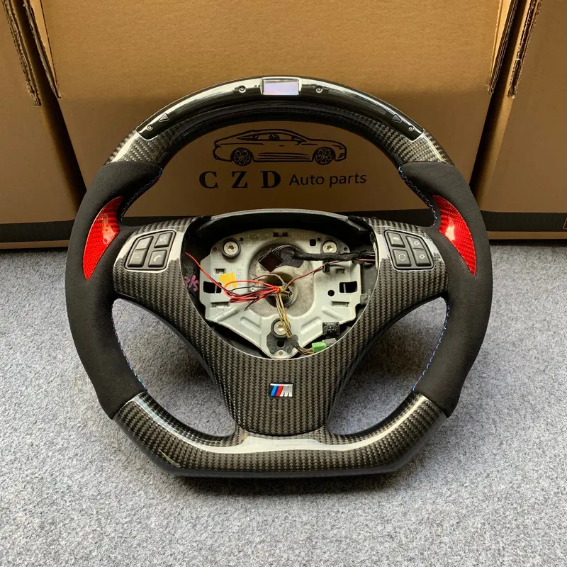 Czd Auto Parts For Bmw M3 E90 E92 E93 2008-2013 Carbon Fiber Steering Wheel With Red Carbon Thumb & Led 1