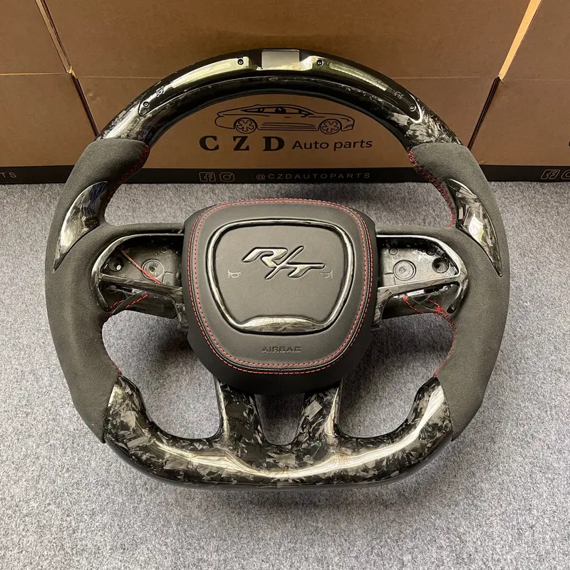 Czd Auto Parts For Dodge (Srt) Challenger 2015-2021 Carbon Fiber Steering Wheel With R/T Airbag Cover 1