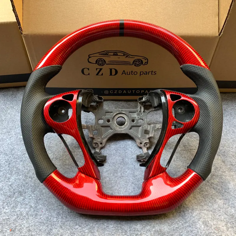Czd Auto Parts For Honda 9Th Gen Accord Sport 4 Door Sedan 2013-2017 Carbon Fiber Steering Wheel With Red Carbon Fiber Top & Bottom 1