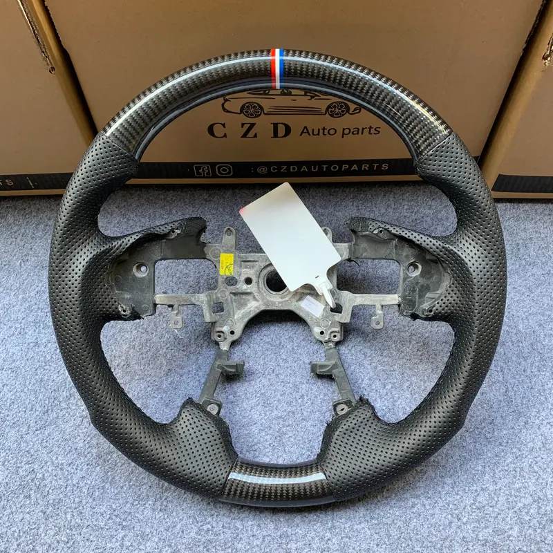 Czd Auto Parts For Honda Accord Crosstour 2013-2015 Carbon Fiber Steering Wheel With Black Perforated Leather Side 1