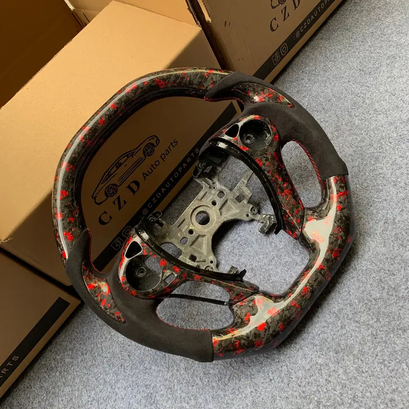 Czd Auto Parts For Honda Accord Crosstour 2013-2015 Carbon Fiber Steering Wheel With  Forged Red Flakes Carbon 1