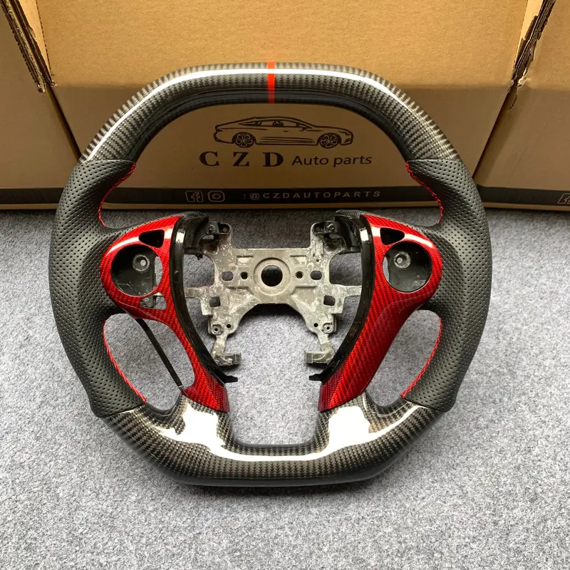 Czd Auto Parts For Honda Accord Crosstour 2013-2015 Carbon Fiber Steering Wheel With Red Carbon Trim 1