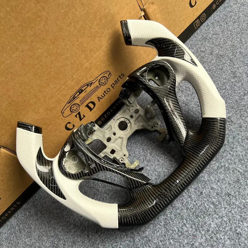 Czd Auto Parts For Honda Accord Crosstour 2013-2015 Carbon Fiber Steering Wheel With  White Perforated Leather F1 Shape 1