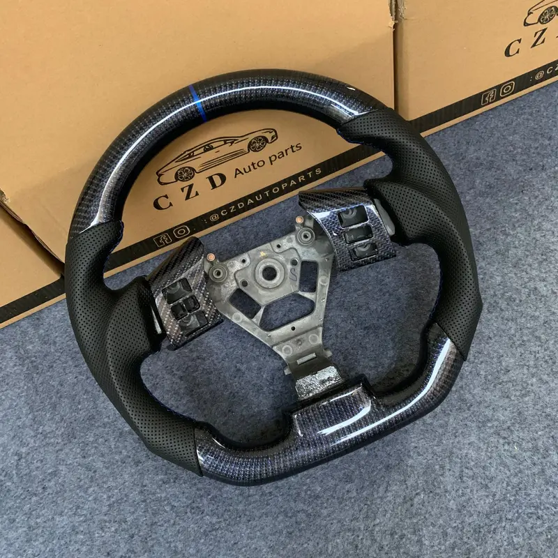 Czd Auto Parts For  Nissan 350Z 2002-2009  Carbon Fiber Steering Wheel With Blue Wire Carbon Fiber 1