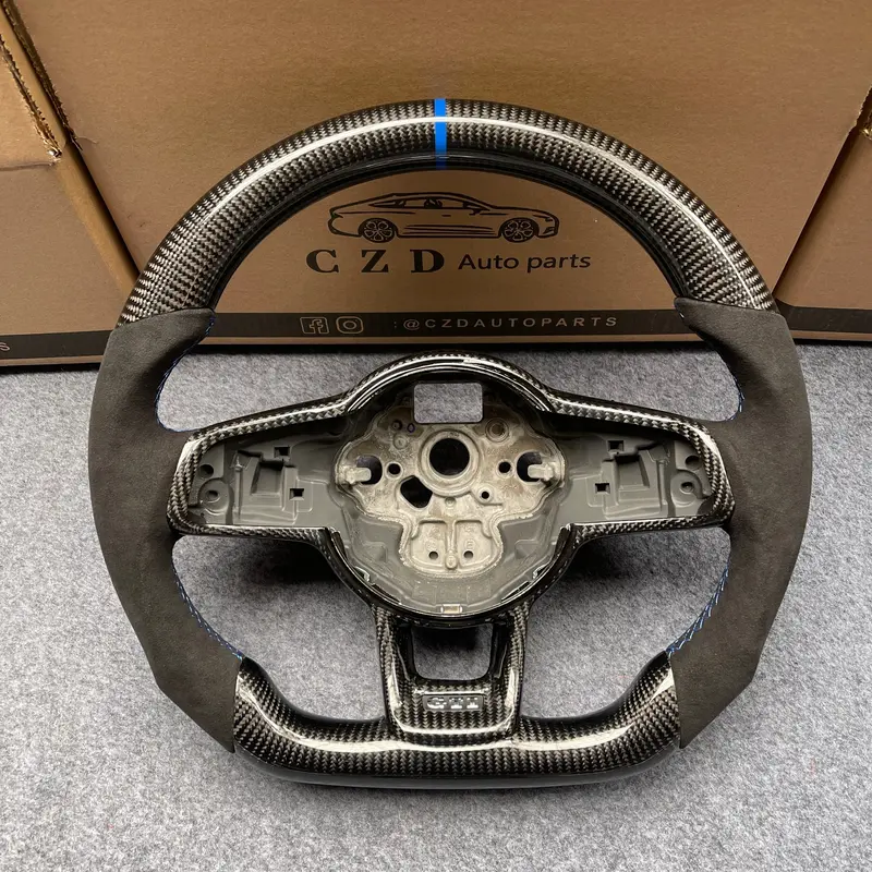 Czd Auto Parts For Volkswagen Golf 7 Gti Golf R Mk7 Vw Polo Gti Scirocco 2015 2016 Carbon Fiber Steering Wheel With Blue Stitching 1