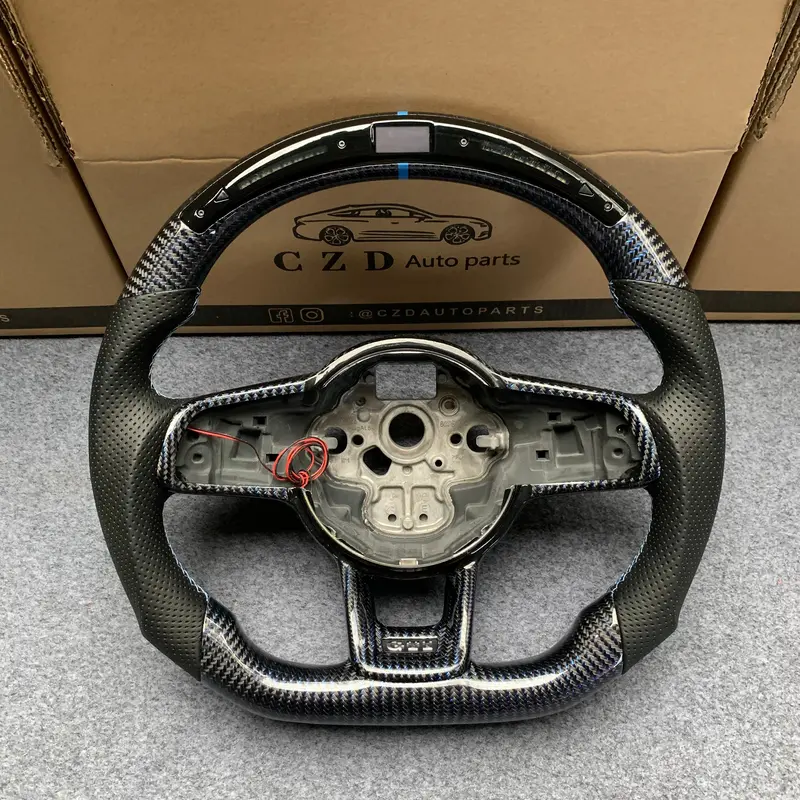 Czd Auto Parts For Volkswagen Golf 7 Gti Golf R Mk7 Vw Polo Gti Scirocco 2015 2016 Carbon Fiber Steering Wheel With Blue Wire Carbon Fiber 1