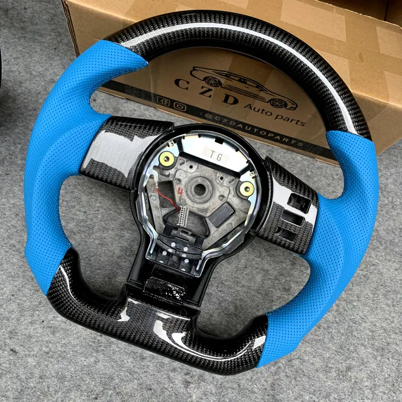Czd Auto Parts For Z Coupe Carbon Fiber Steering Wheel With Blue Perforated Leather Side 1