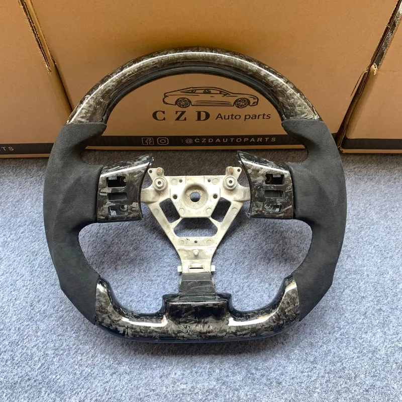Czd Auto Parts For Z33 Carbon Fiber Steering Wheel With Forged Carbon Fiber & Alcantara Leather Side 1