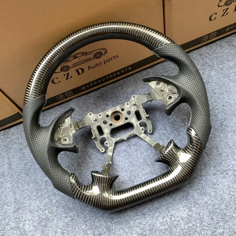 Czd Autoparts For 2004-2006 3Thgen Acura Tl Carbon Fiber Steering Wheel Gloss Carbon Fiber Top&Bottom 1