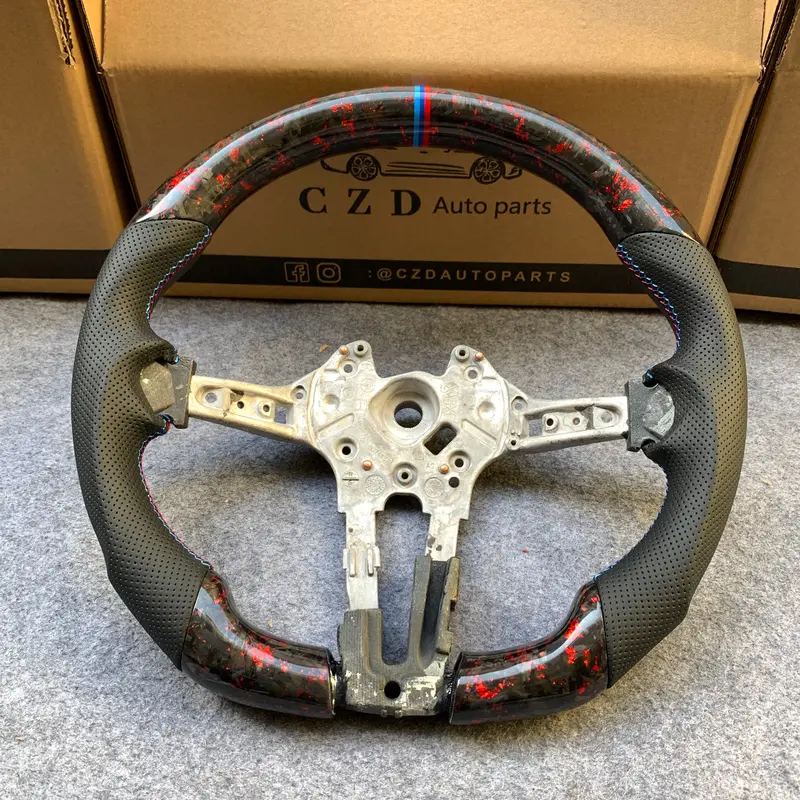 Czd Autoparts For Bmw M5 F10 M6 F12 F13 Carbon Fiber Steering Wheel Gloss Forged Carbon Fiber With Red Flakes 1