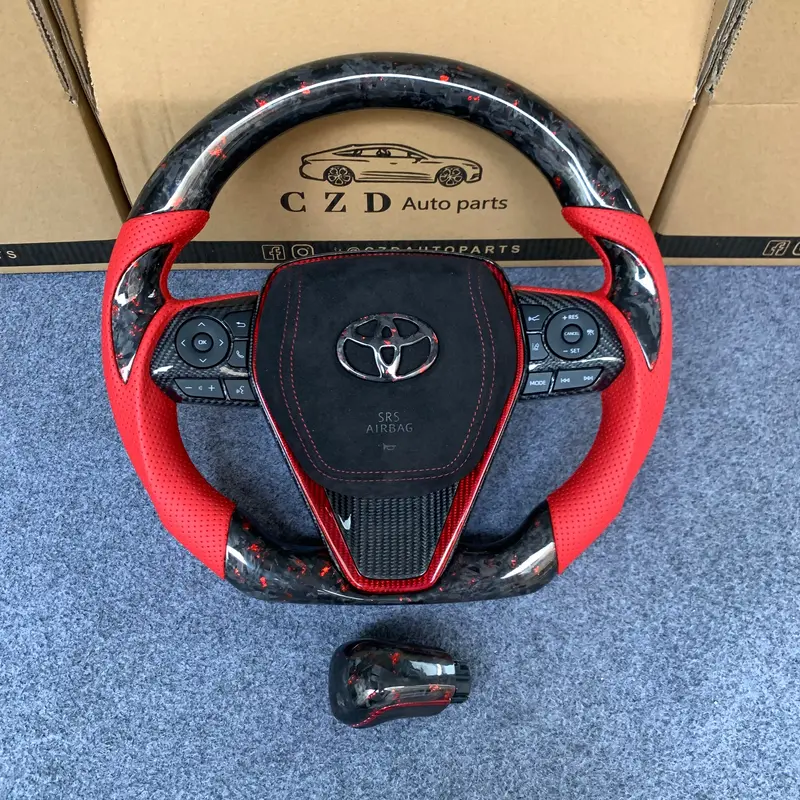 Czd Autoparts For Toyota 8Th Gen Camry Se Xse Le Xle 2018-2022 Carbon Fiber Steering Wheel Black Airbag Cover 1
