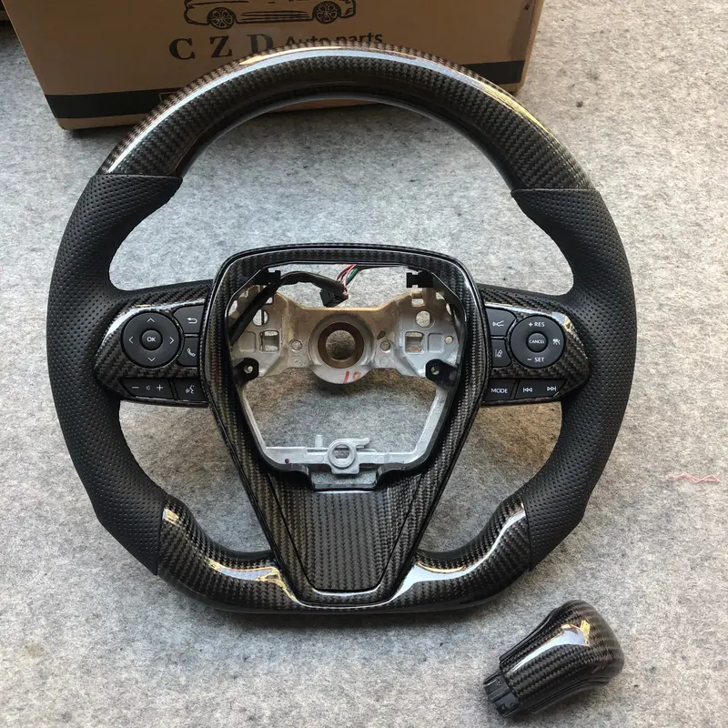 Czd Autoparts For Toyota 8Th Gen Camry Se Xse Le Xle 2018-2022 Carbon Fiber Steering Wheel Black Carbon Fiber Center Trim 1
