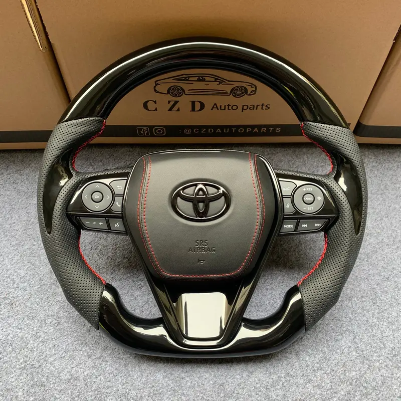 Czd Autoparts For Toyota 8Th Gen Camry Se Xse Le Xle 2018-2022 Carbon Fiber Steering Wheel Piano Black Thumb Grips 1
