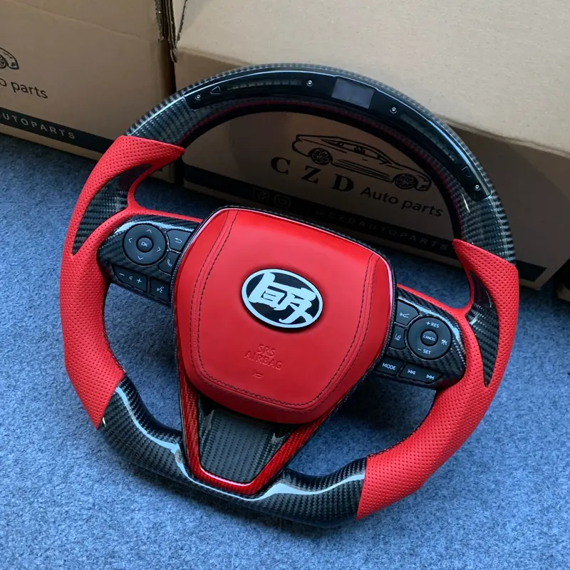 Czd Autoparts For Toyota 8Th Gen Camry Se Xse Le Xle 2018-2022 Carbon Fiber Steering Wheel Round Top And Flat Bottom 1