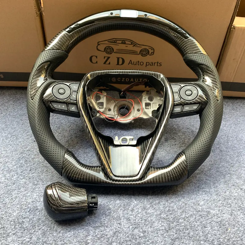 Czd Autoparts For Toyota Avalon 2018-2022 Carbon Fiber Steering Wheel Black Carbon Fiber Thumb Grips Sides 1