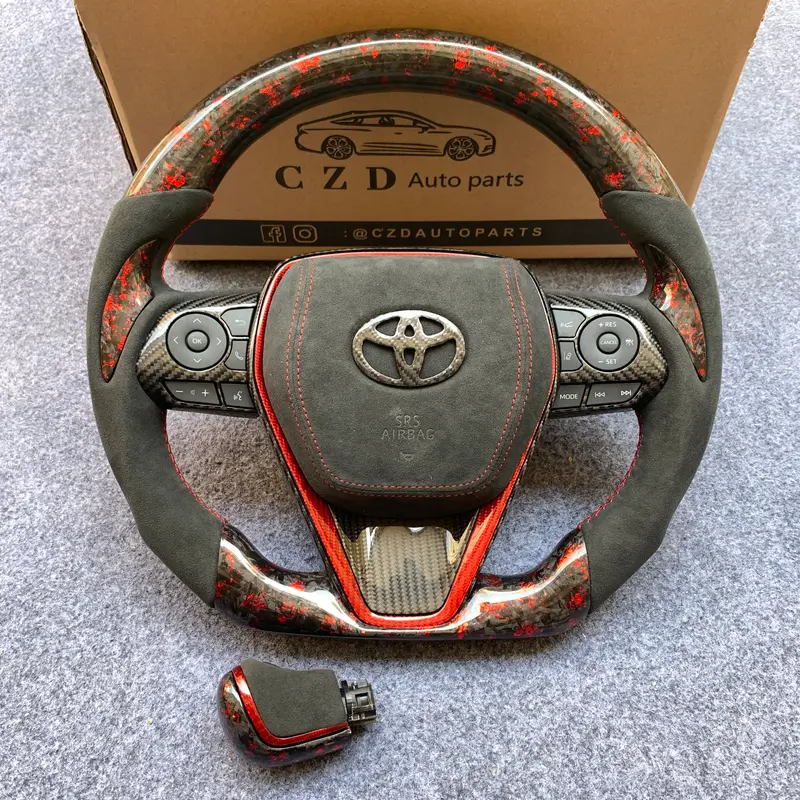 Czd Autoparts For Toyota Avalon 2018-2022 Carbon Fiber Steering Wheel Black Carbon Fiber Toyota Badge 1