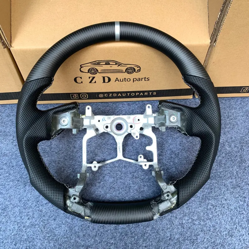 Czd Autoparts For Toyota Tacoma 2011-2020 Carbon Fiber Steering Wheel Black Perforated Leather Sides 1