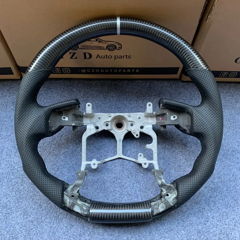 Czd Autoparts For Toyota Tundra 2013-2020 Carbon Fiber Steering Wheel Black Perforated Leather Sides 1