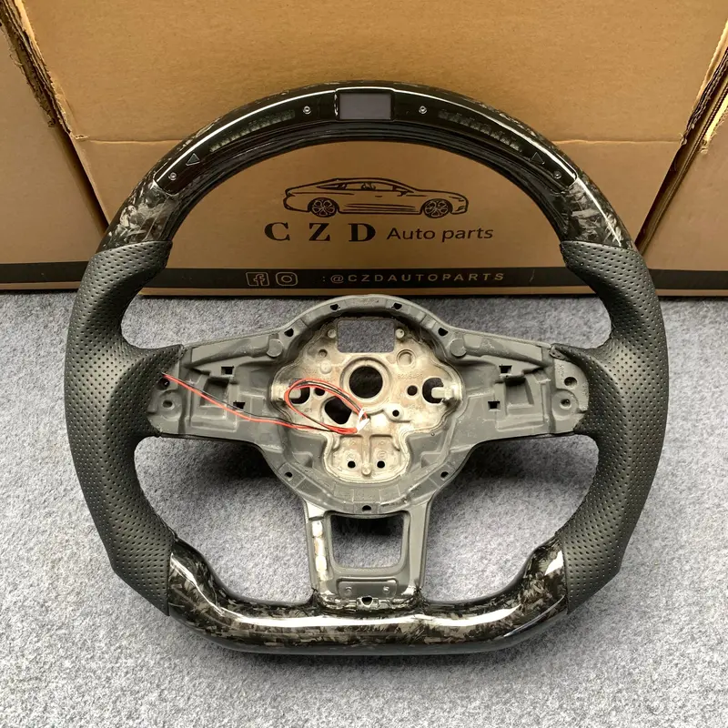 Czd Autoparts For  Volkswagen Golf R Mk7 2015 2016 Carbon Fiber Steering Wheel With Led 1