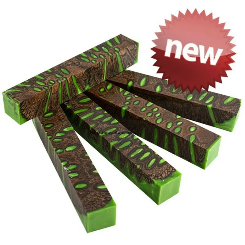Hybridz Banksia Pod And Alumilite Green Pen Blank 1" X 1" X 5" 1
