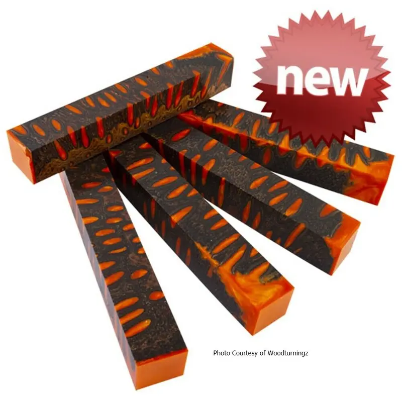 Hybridz Banksia Pod And Alumilite Orange Pen Blank 1" X 1" X 5" 1