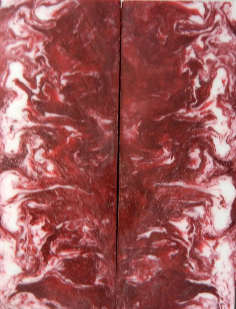 Red & White Acrylester (2 Pc) Knife Scales 3/8" X 1 3/4" X 5" - 0396 1