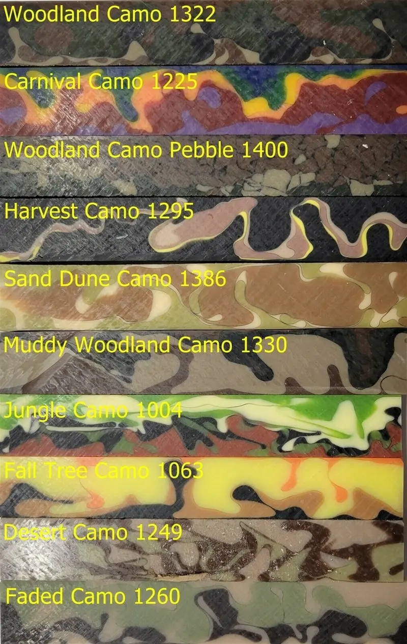 Super Pack Of 10 Camo Acrylic Pen Blanks 3/4" X 3/4" X 5" 1