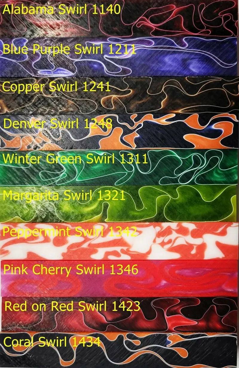 Super Pack Of 10 Swirl Acrylic Pen Blanks 3/4" X 3/4" X 5" 1