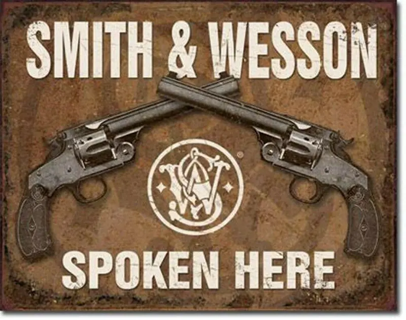 S&W Spoken Here Tin Sign 16X12.5 1