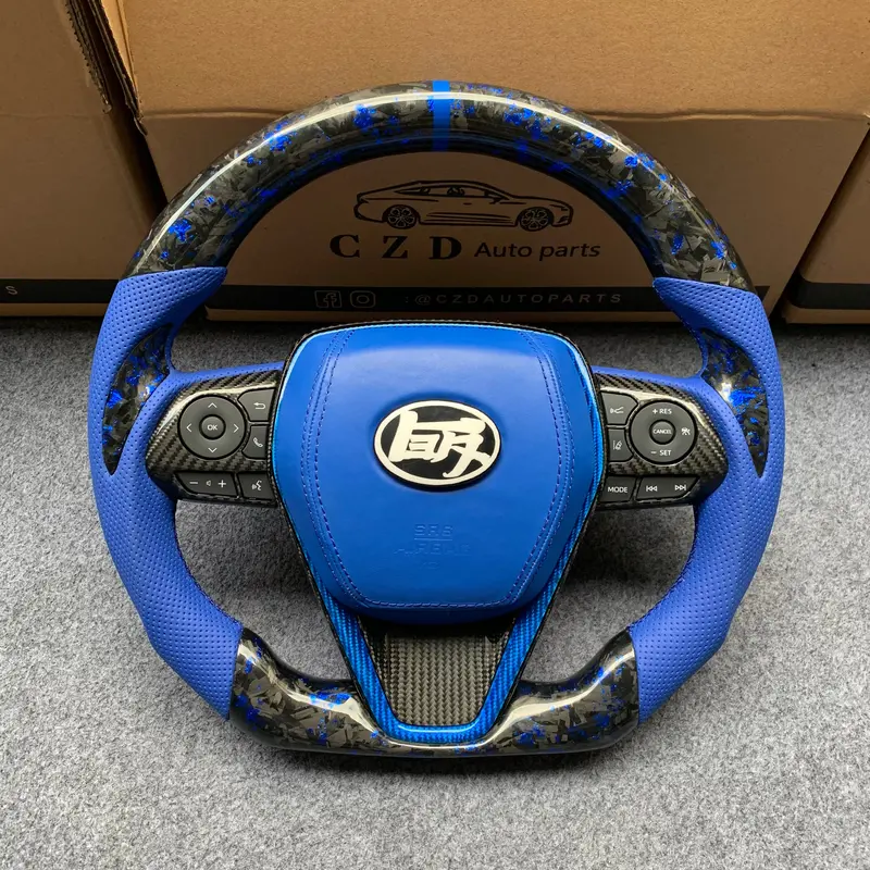 Toyota Avalon 2019-2022 Carbon Fiber Steering Wheel With Forged Carbon Fiber With Blue Flakes Shape From Czd Auto Parts 1