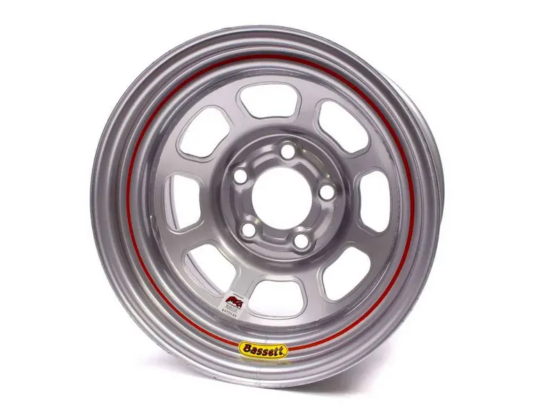 Bassett 58Dc3Is 15X8 Imca-Compliant D-Hole Silver Wheel — 5X4.75 Bolt Pattern 1