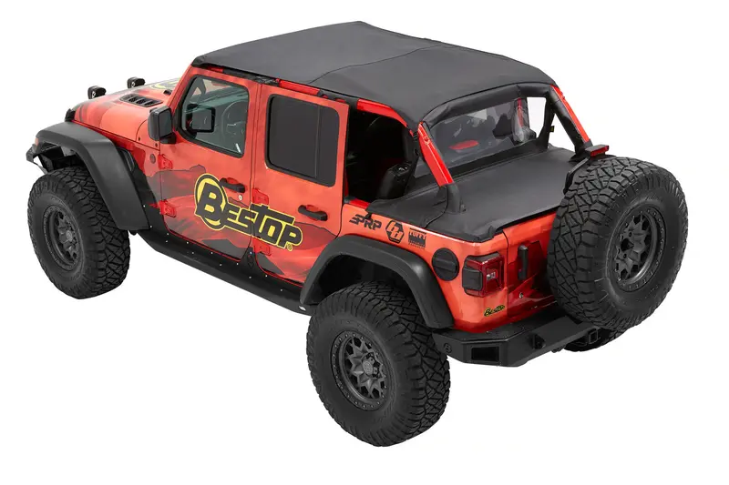 Bestop 52610-35 Header Safari Bikini Top For 2018–2022 Jeep Wrangler Jl 4-Door (Black Diamond) 1