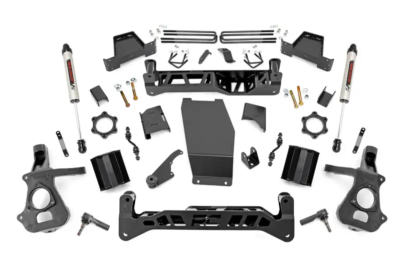 Rough Country 22870 7-Inch Lift Kit With V2 Shocks – For 2014–2018 Chevy Silverado & Gmc Sierra 1500 4Wd 1