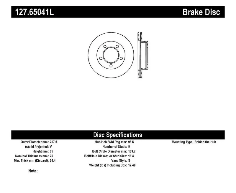 Stoptech 127.65041L Drilled & Slotted Front Left Brake Rotor 1